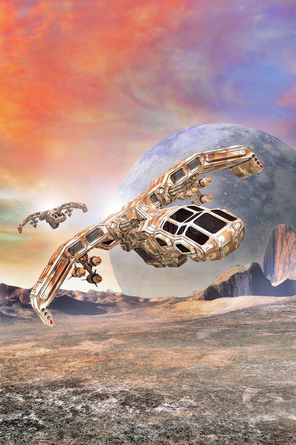 Spaceship fighter bomber vector illustration