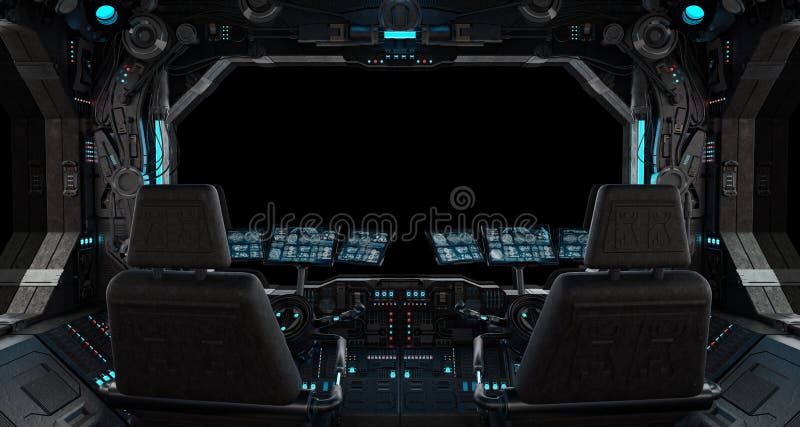 Spaceship grunge interior window isolated royalty free illustration