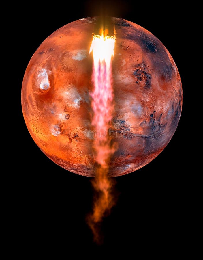 Spaceship taking off on a mission to the Mars royalty free stock photo Spaceship taking off on a mission to the Mars royalty free stock photo