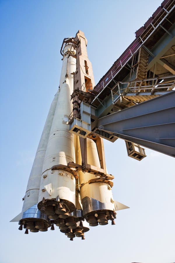 Spaceship Vostok ready for space odyssey stock images