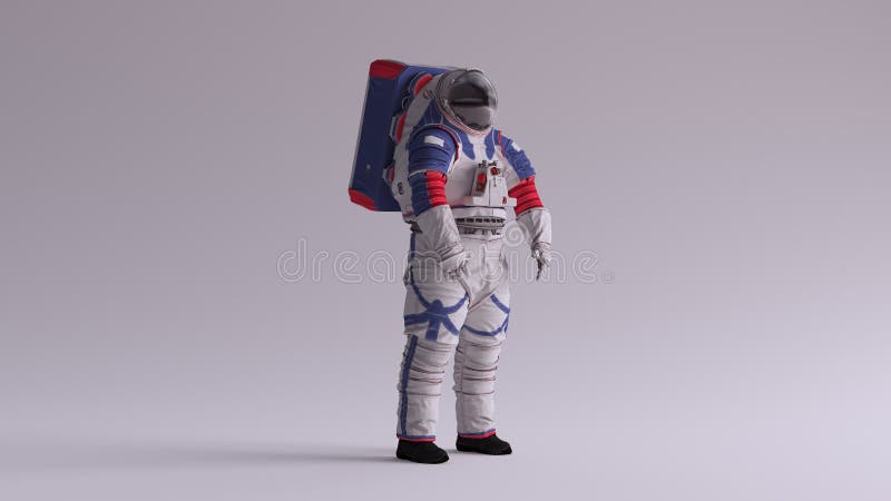 Spacesuit der Spacesuit nächsten Generation mit hellgrauem Hintergrund mit neutralem zerstreutem Seiten-ligh vektor abbildung