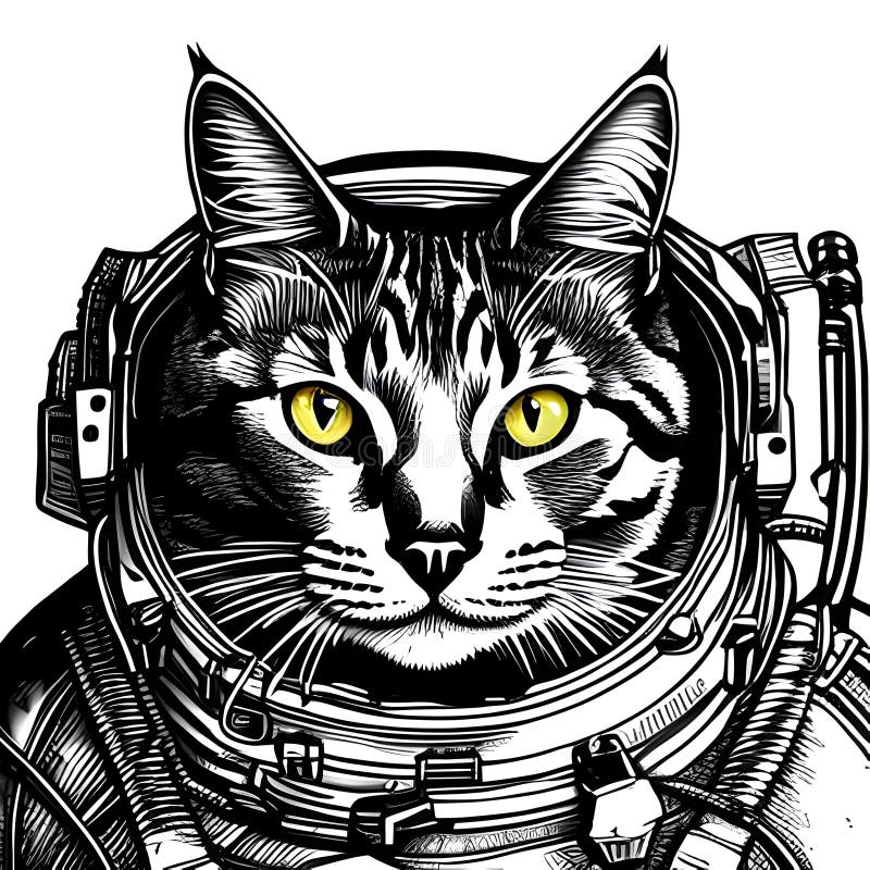 Spacesuited cat astronaut royalty free illustration
