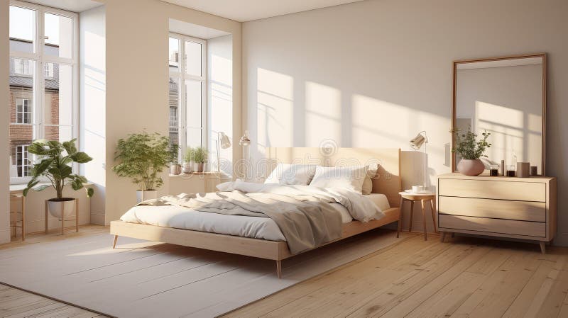 Spacious bedroom empty walls vector illustration