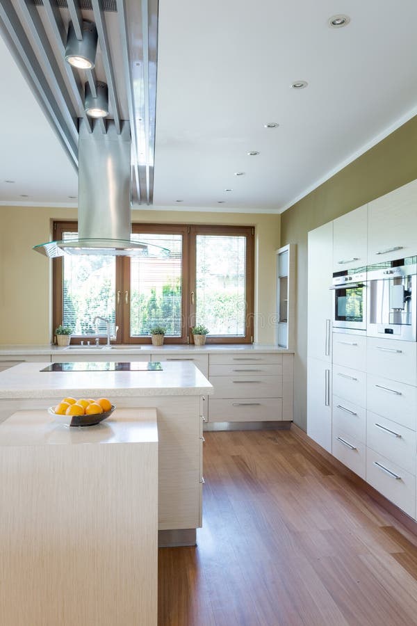 Spacious bright kitchen royalty free stock image