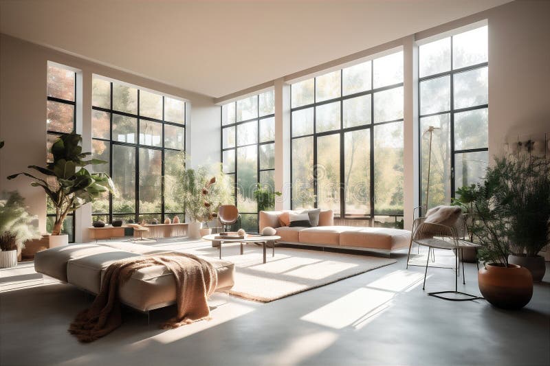 Spacious Living Room in Luxury Villa with Sunlight. AI Generated Stock …