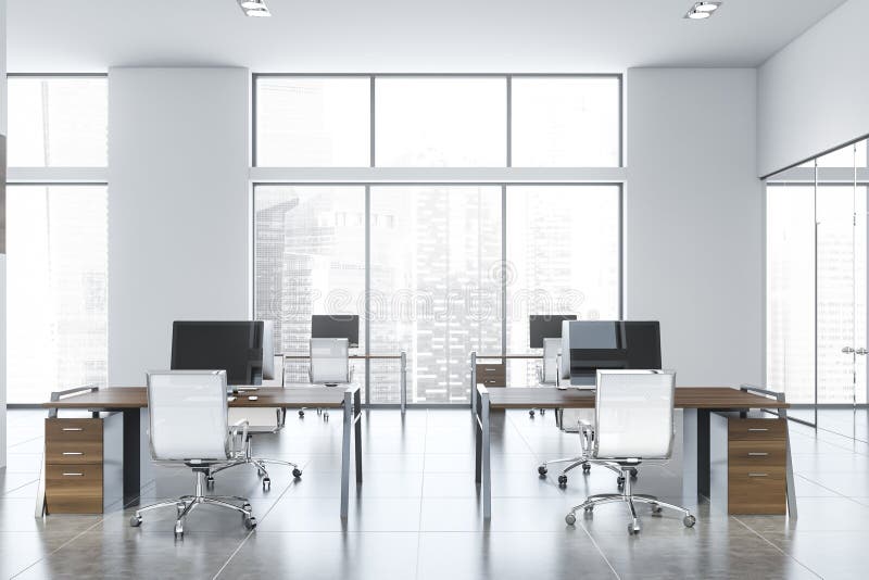 Spacious White Open Space Office Stock Illustration Illustration