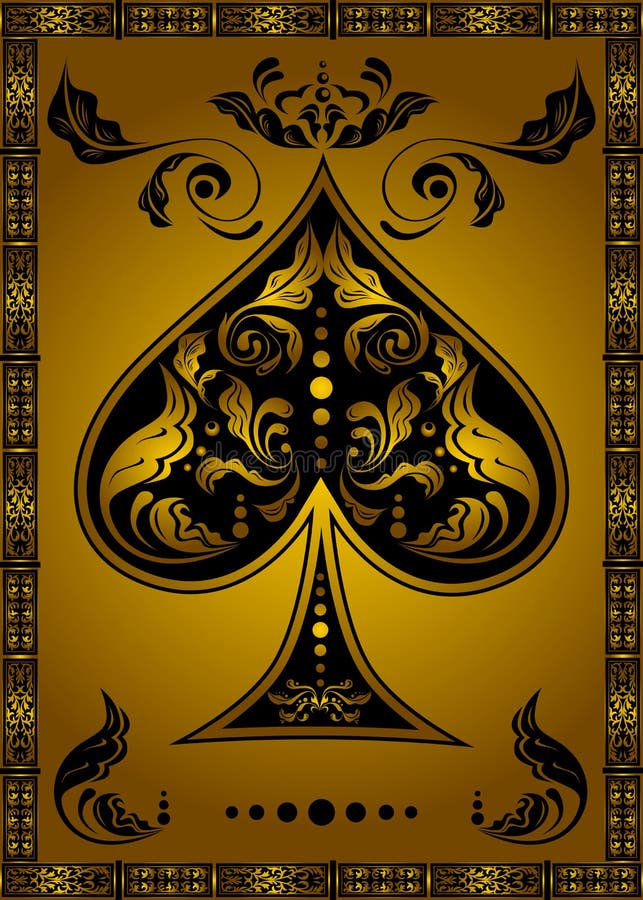 Ace of Spades Gold stock vector. Illustration of clubs - 204281353