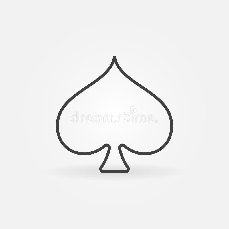 Spades Playing Card Suit vector concept thin line minimal icon stock illustration