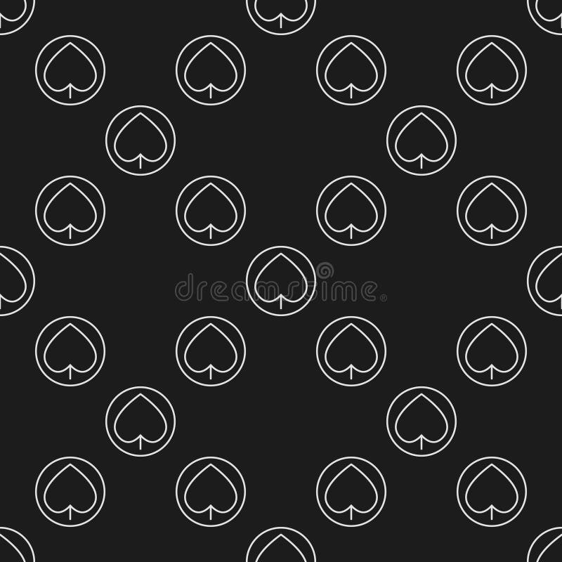 Spades Playing Card Suit vector round thin line seamless pattern royalty free illustration