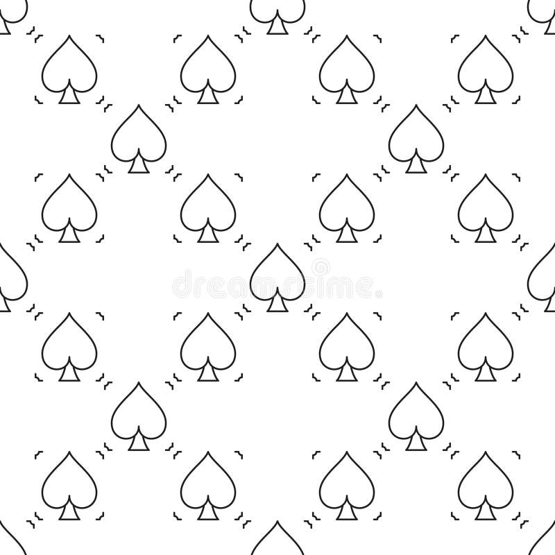 Spades Playing Card Suit vector simple outline seamless pattern stock illustration