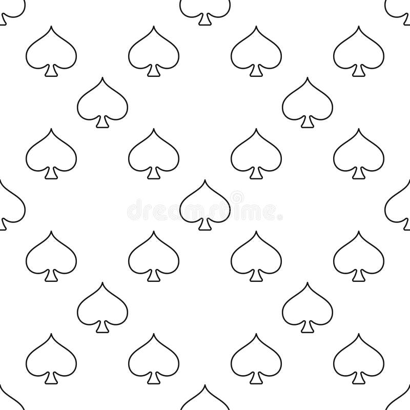 Spades Playing Card Suit vector thin line minimal seamless pattern vector illustration