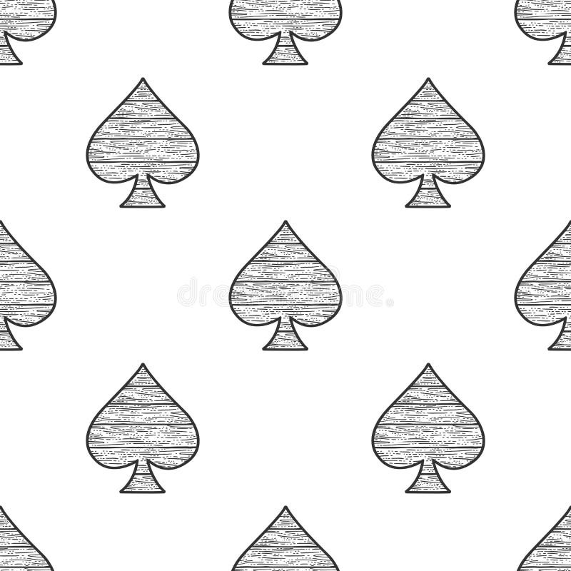 Spades Seamless Pattern Sketch Vector Stock Vector Illustration of
