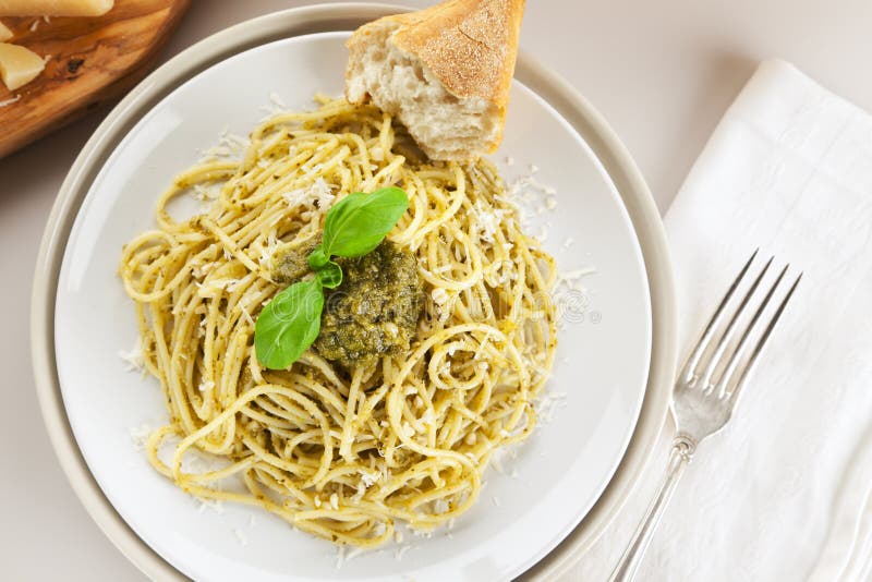 Spaghetti Alla Genovese Ingredients Stock Photo Image of cheese