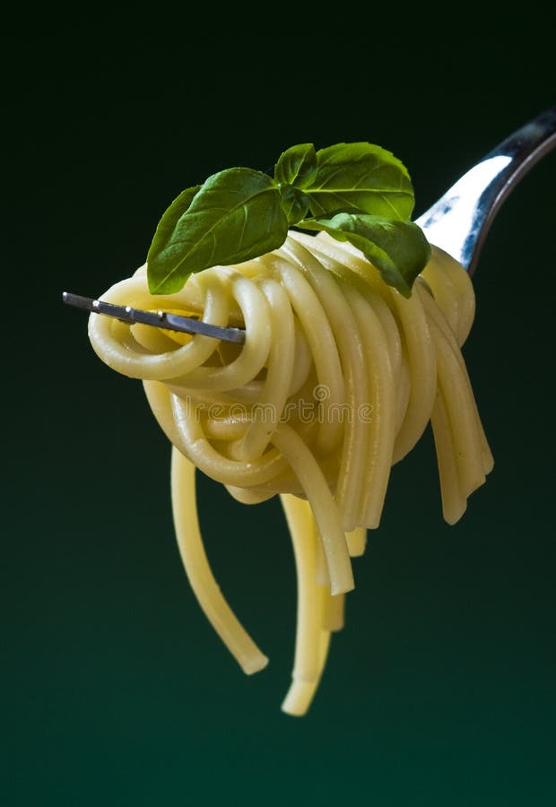 Spaghetti with Basil Leaves Stock Photo Image of pasta, cook 25000422