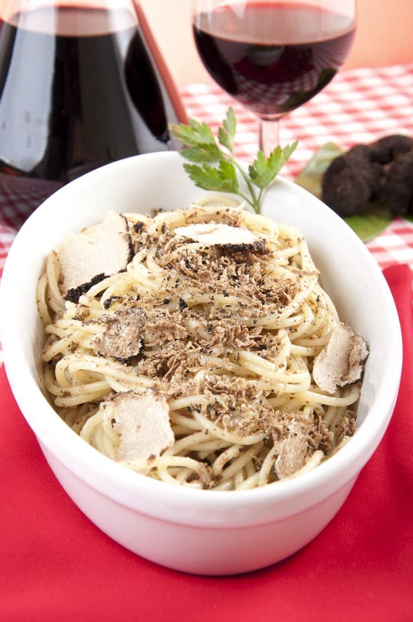 Spaghetti with Black Truffles Stock Image Image of protein, dinner