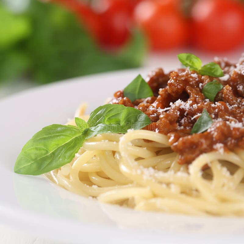 Spaghetti Bolognese noodles pasta meal with ground meat