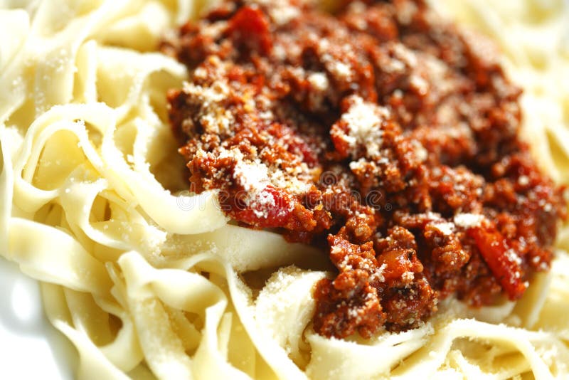 Spaghetti Bolognese with Parmesan Cheese Stock Photo Image of beef