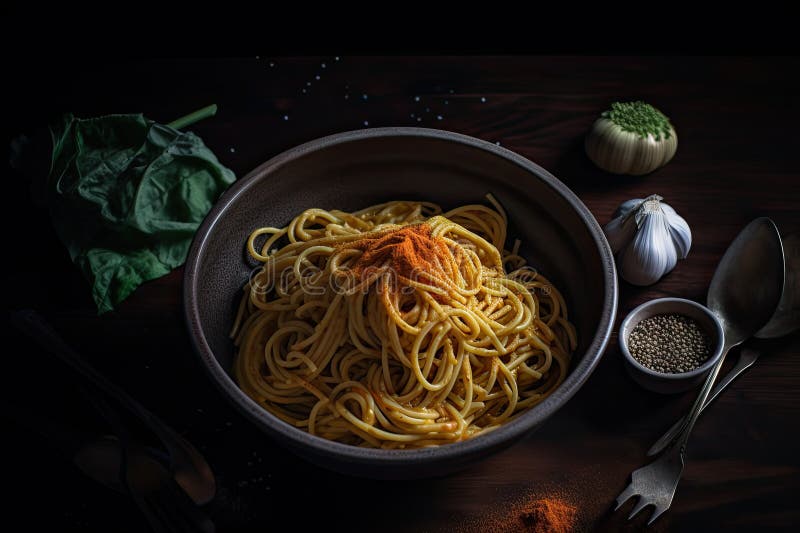 Spaghetti in a Bowl. Generative AI Stock Illustration - Illustration of ...