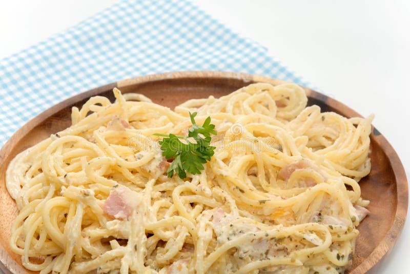 Spaghetti Carbonara with Cream Stock Photo - Image of meat, delicious ...