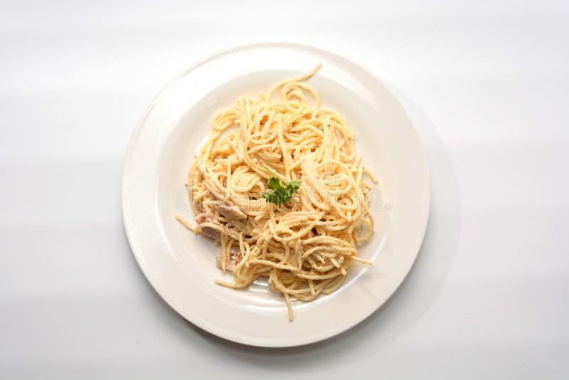 Spaghetti Carbonara with Cream Stock Photo Image of carbonara, bowl