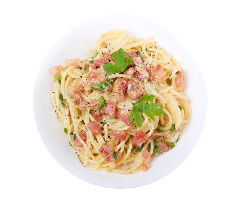 Spaghetti carbonara isolated