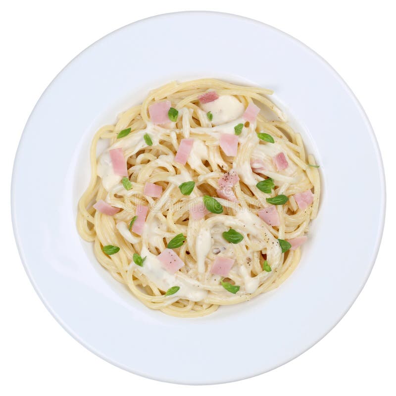 Spaghetti Carbonara Noodles Pasta Meal Isolated Stock Photo Image of