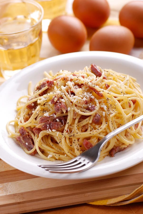 Spaghetti Carbonara stock photo. Image of parmesan, cheese 45459604