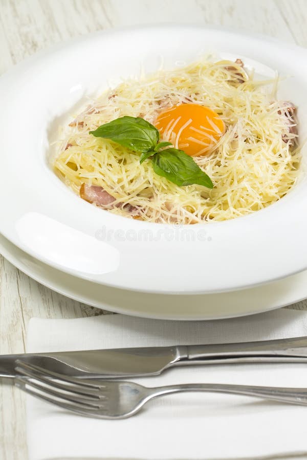 Spaghetti with Cheese and Egg Stock Photo Image of fresh, traditional