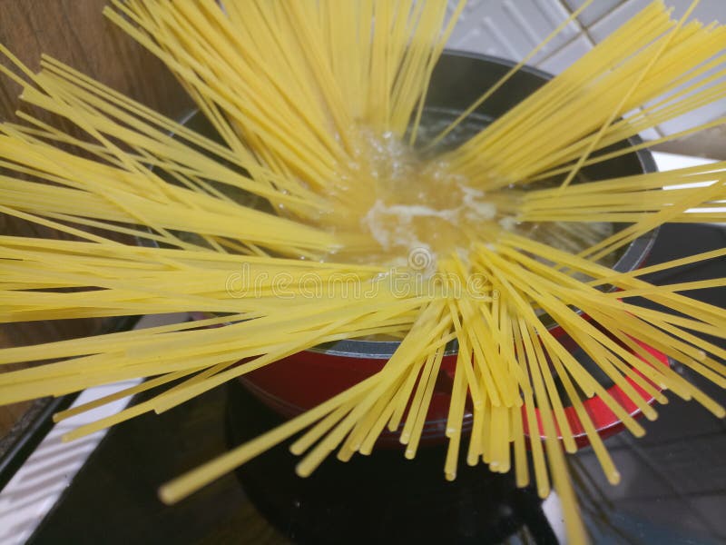 Spaghetti Cooking in Boiling Hot Water Stock Photo Image of boiling