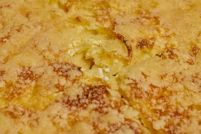 Spaghetti with Egg and Parmesan Cheese Cooked in the Oven Stock Photo