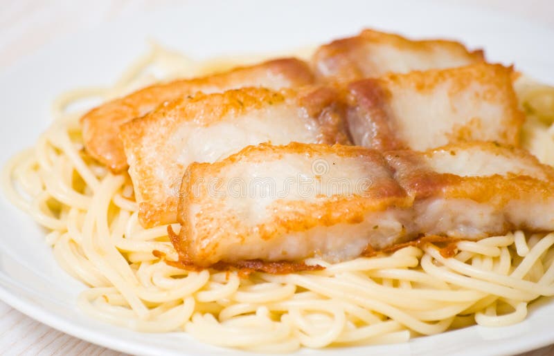 Spaghetti with fish stock image. Image of natural, cuisine 35978263