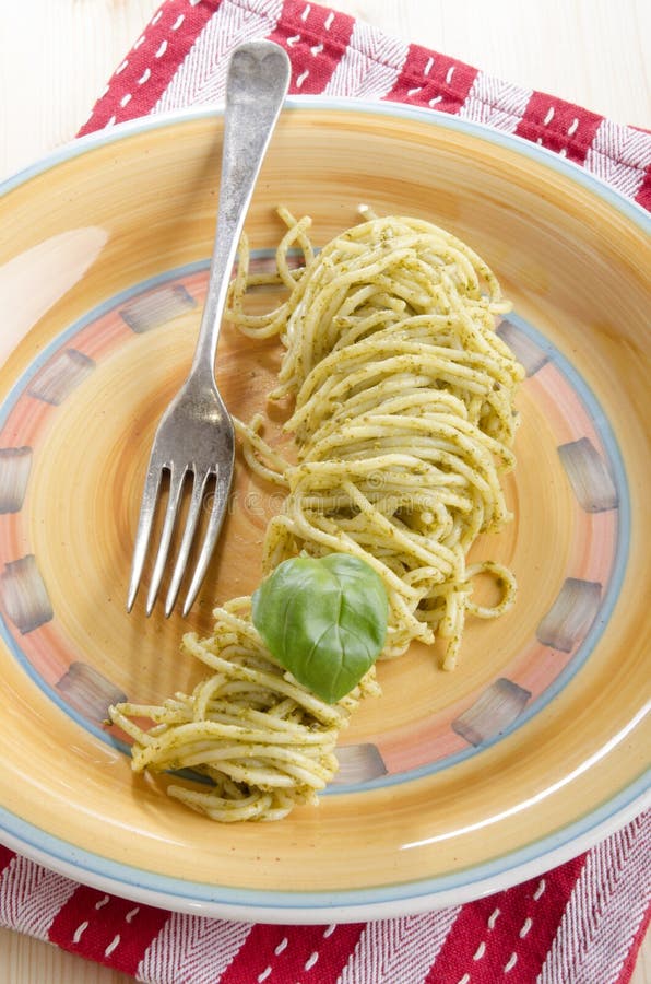 Spaghetti with Fresh Green Pesto Stock Image Image of organic, gourmet 38193917