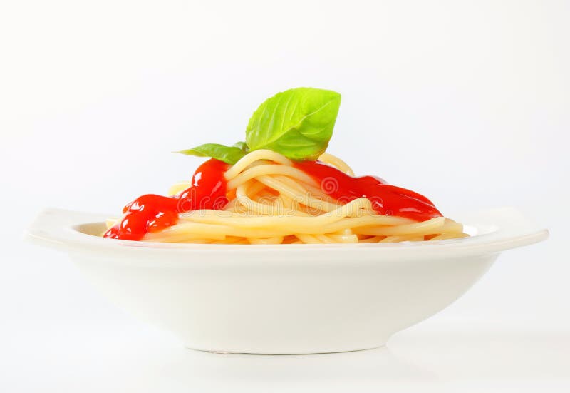 Spaghetti with Ketchup on Fork Stock Photo Image of herb, side 68850186