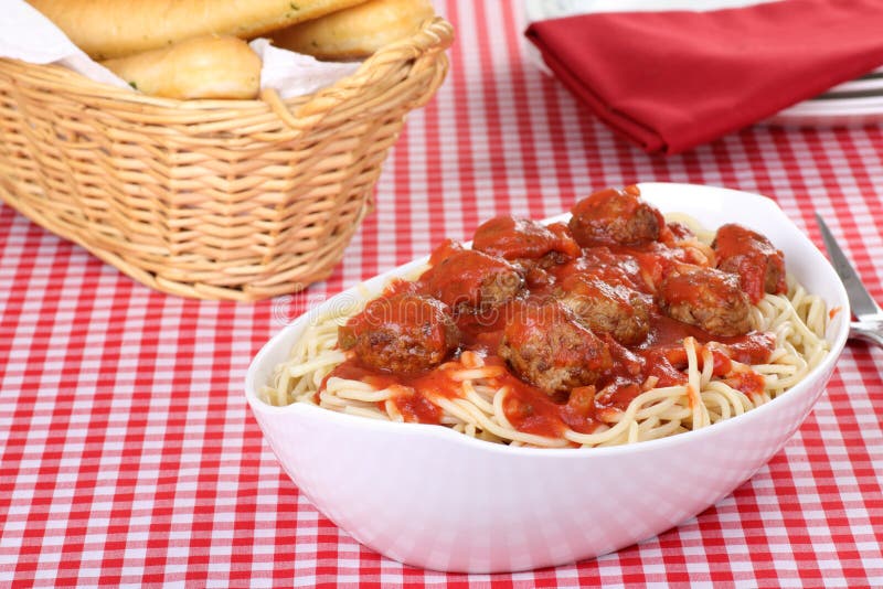 Spaghetti and Meatball Dinner Stock Photo Image of meat, pasta 15940570