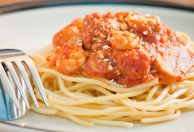 Spaghetti Meatball with Shrimp Stock Photo Image of meatballs