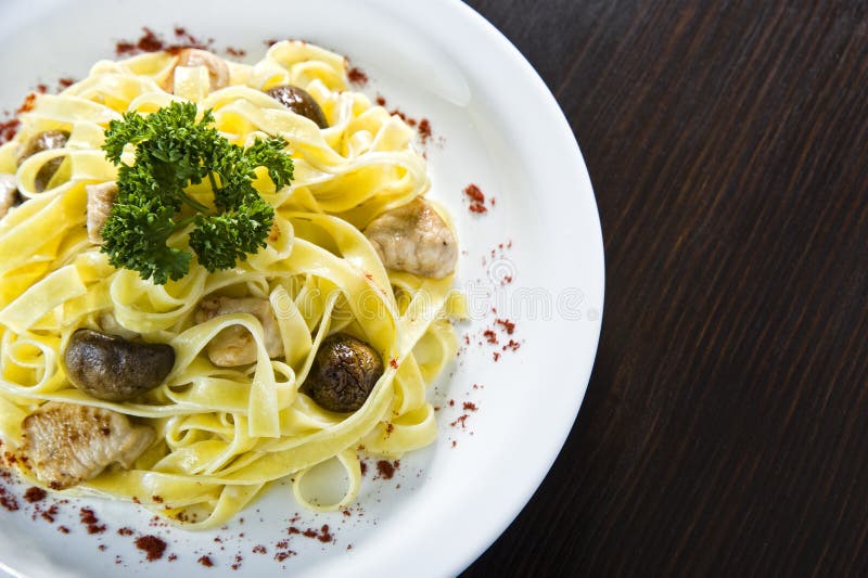 Spaghetti with Mushrooms and Sauce Stock Photo Image of mashroom