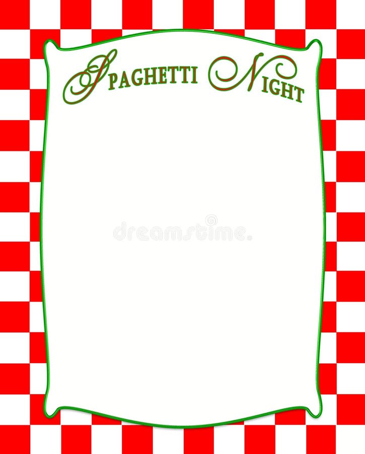 Spaghetti Night Background in Red Checkered Pattern Stock Illustration