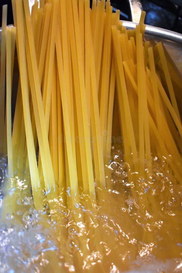 Egg Noodles Boiling in Pot stock photo. Image of cook 42098420