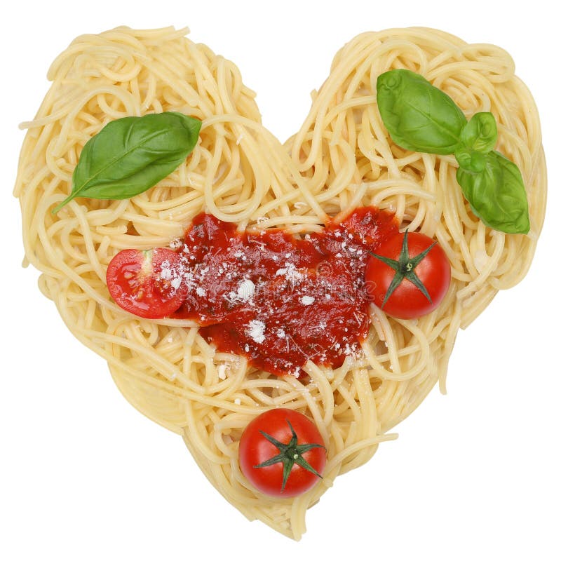 Spaghetti Noodles Pasta with Heart Isolated Stock Image Image of
