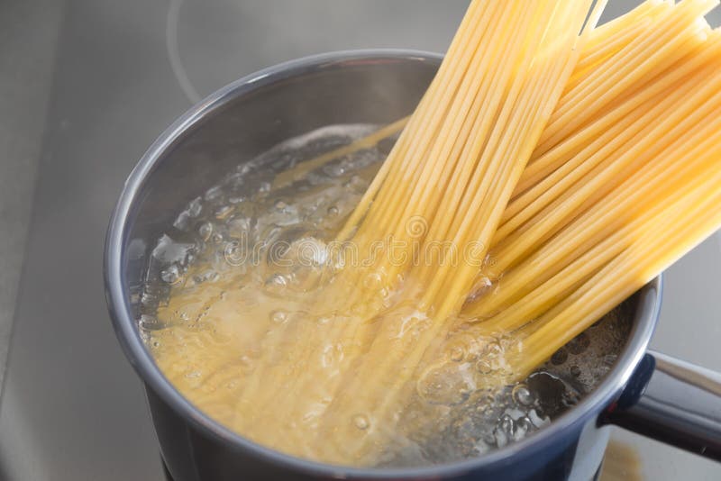Spaghetti Pasta Boiling in Cooking Pan. Stock Image Image of modern