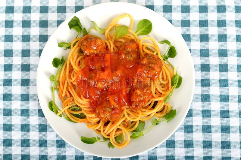 Spaghetti Pasta with Meatballs on a plate stock images Spaghetti Pasta with Meatballs on a plate stock images