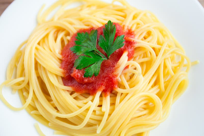 Spaghetti on a plate stock photo. Image of cutlery, nutrition 33373514