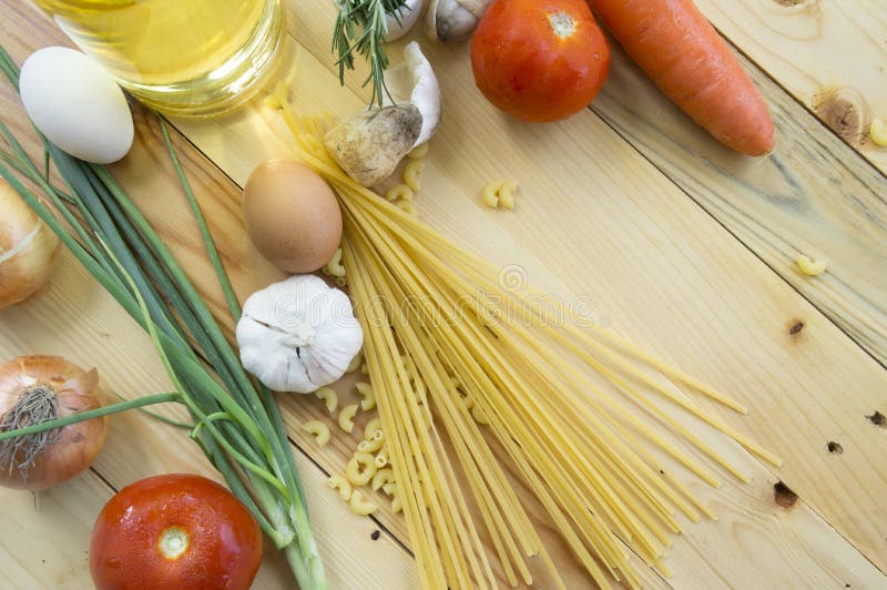 Spaghetti Recipes Vegetable Ingredient on Table Stock Photo Image of