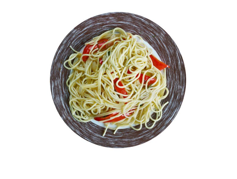 Spaghetti with Spanish Flavours Stock Photo Image of lunch, sausage