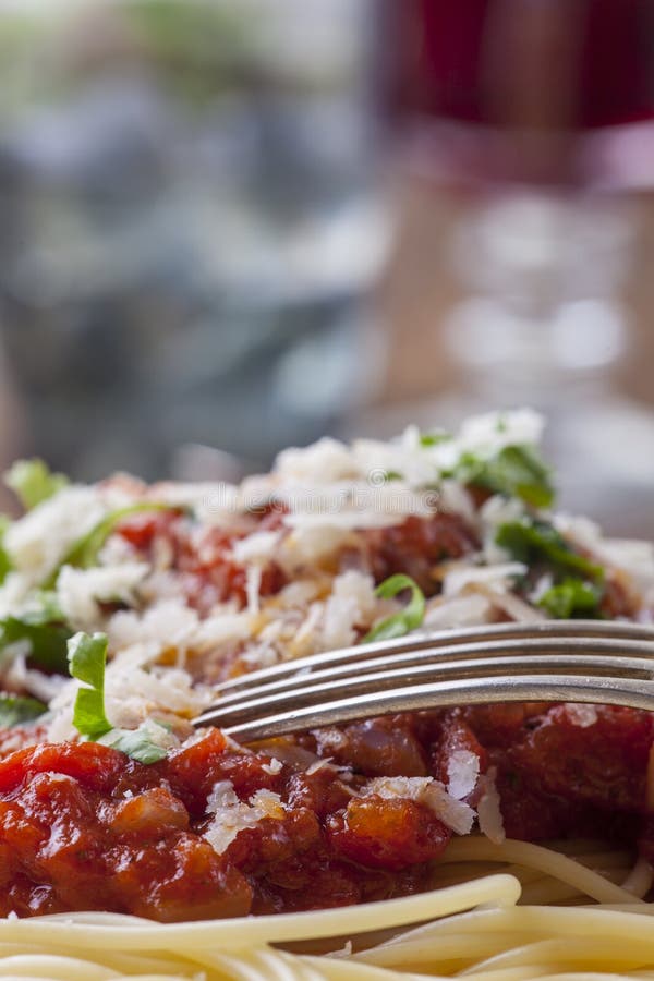 Spaghetti with Tomato Sauce Stock Photo Image of fork, green 118652846