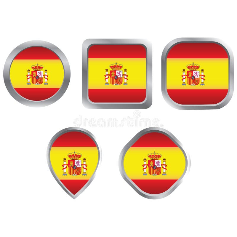 Spain Flag Badge Set Vector Illustration Decorative Design Stock Vector Illustration Of Coat