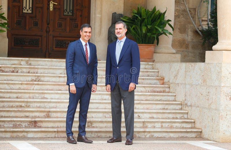 Spain King Felipe and Prime minister Pedro Sanchez meet for their traditional summer meeting