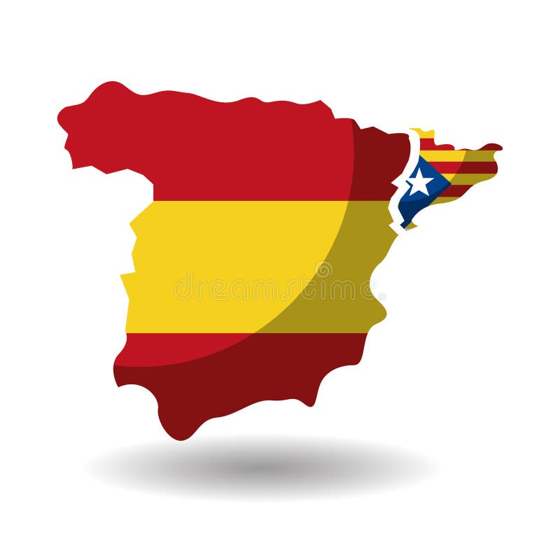 Spain map and catalonia flag independence vector illustration Spain map and catalonia flag independence vector illustration