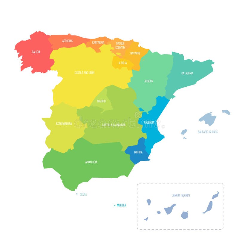 Spain Political Map of Administrative Divisions Stock Vector ...