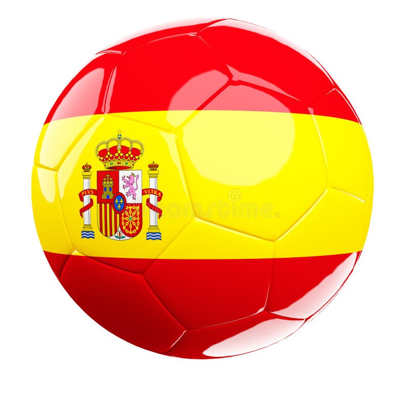 Spain soccer ball on white stock illustration. Illustration of world